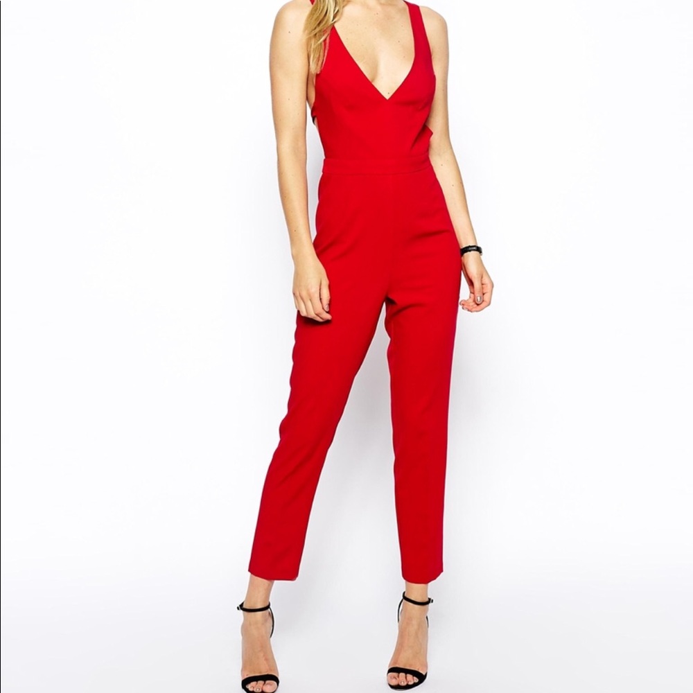Asos Jumpsuit with Bow Back in Red